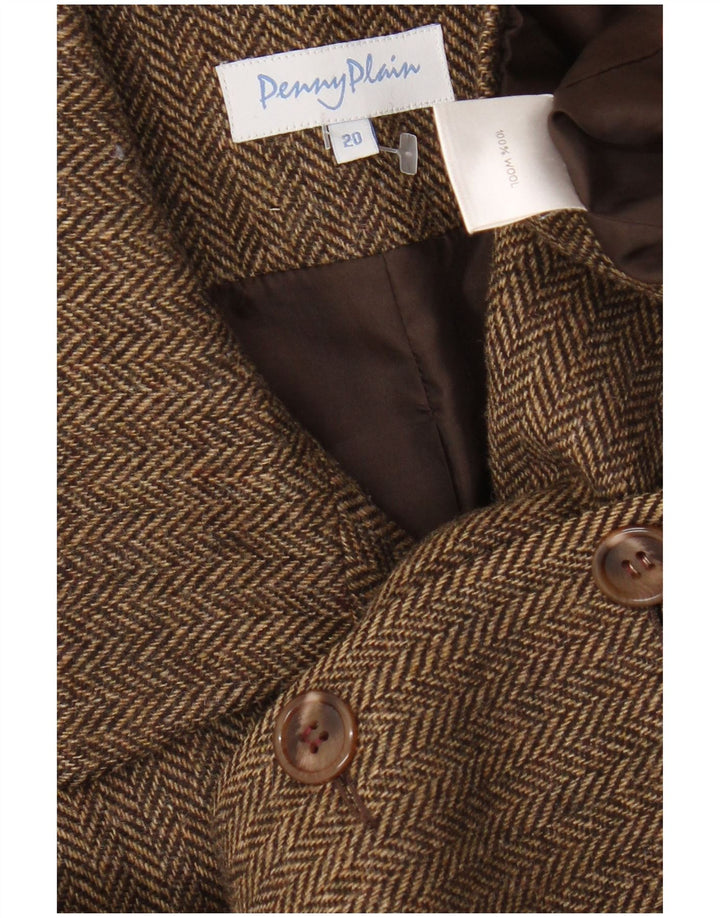 Penny Plain Dame 4-knaps blazerjakke UK 20 2XL Brun sildebensuld