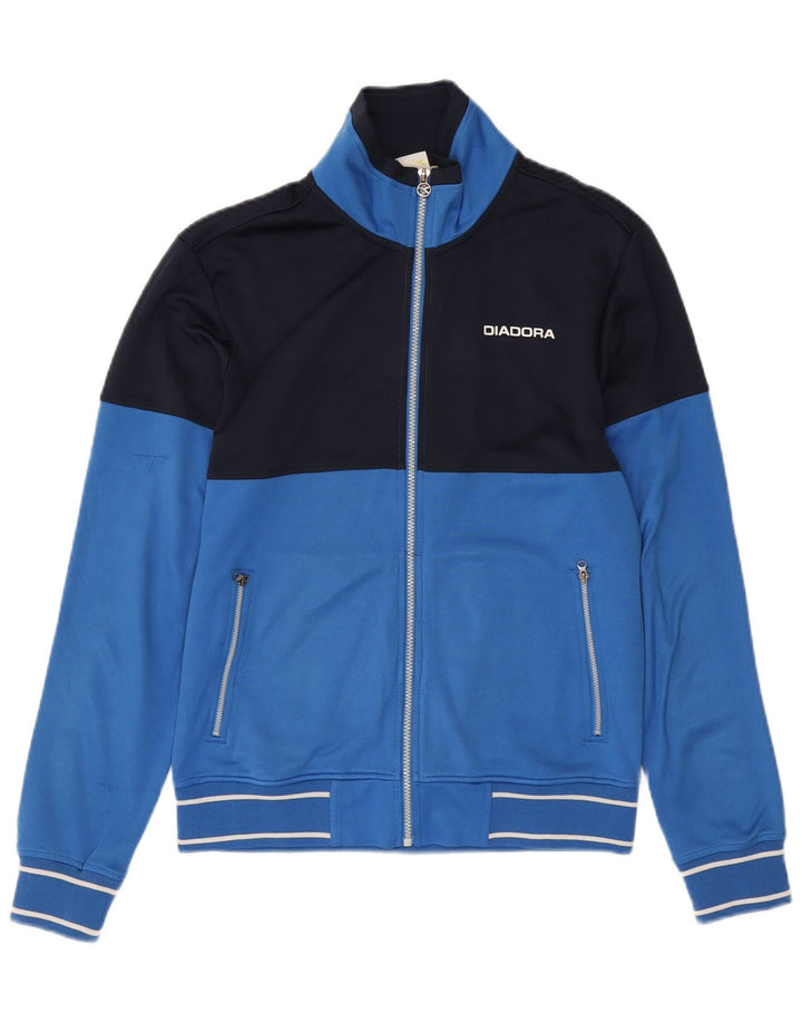 DIADORA Womens Tracksuit Top Jacket UK 16 Large Blue Colourblock Polyester