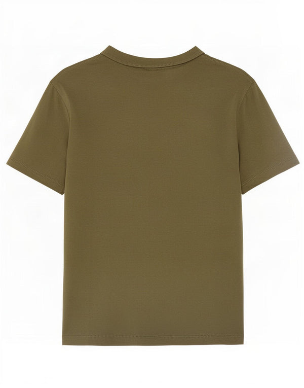 Zara Dame T-Shirt Top UK 10 Lille Khaki Bomuld