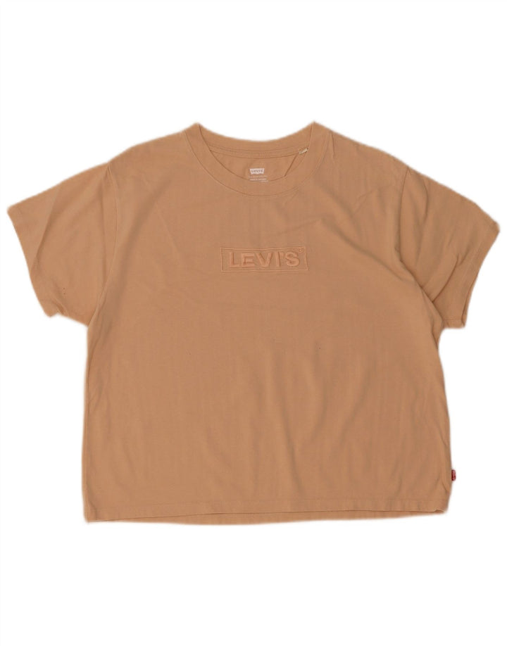 Levi's Dame Oversized grafisk T-shirt Top UK 10 Small Beige