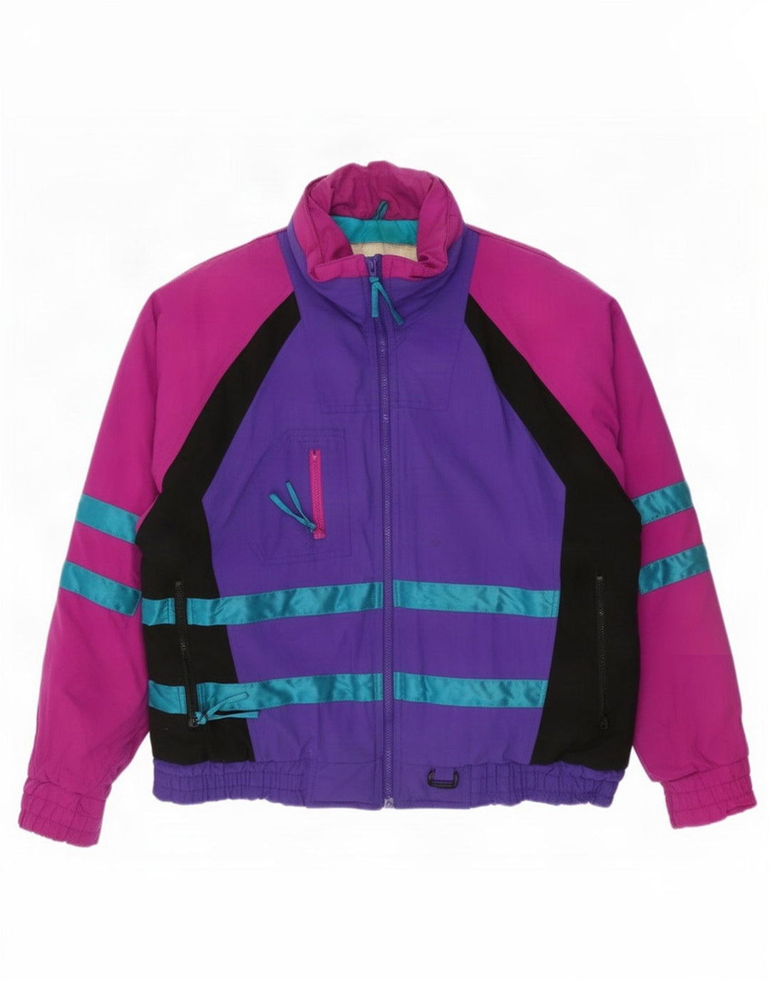 Vintage Skijakke til mænd UK 40 Stor flerfarvet Colourblock Nylon