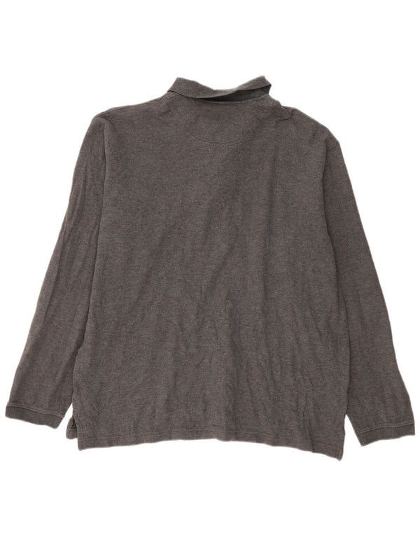 EDDIE BAUER Langærmet herre poloshirt Stor grå bomuld