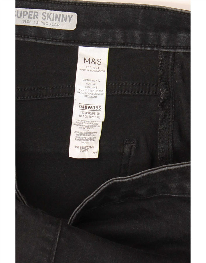 Marks & Spencer Dame Regular Skinny Jeans UK 12 Medium W28 L27 Black