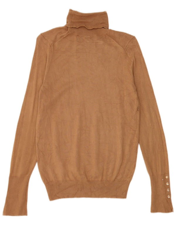 Zara Dame Rullehals Sweater UK 10 Small Brown Viscose