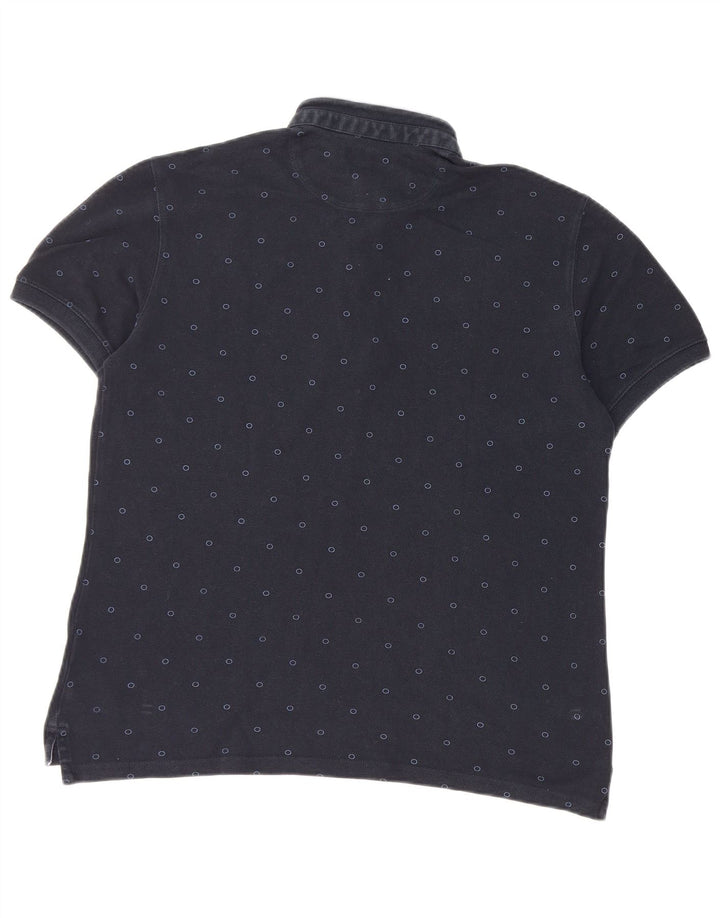 Massimo Dutti Herre Polo Shirt Large Navy Blue Plettet