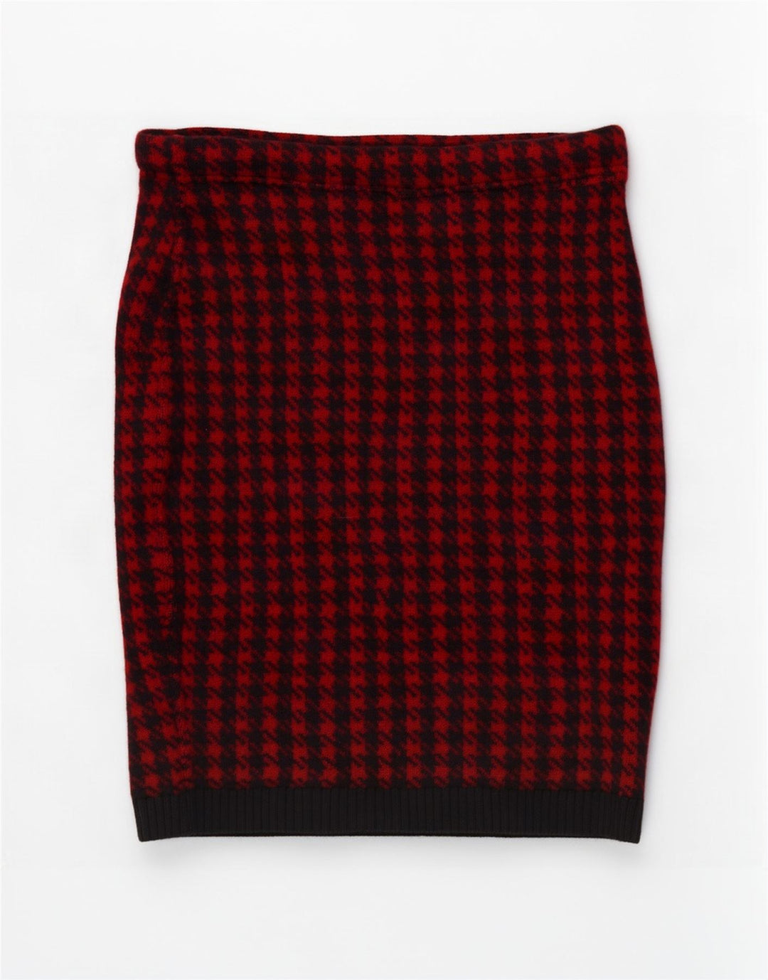 Vintage strikket blyantnederdel til kvinder W30 Medium Red Houndstooth