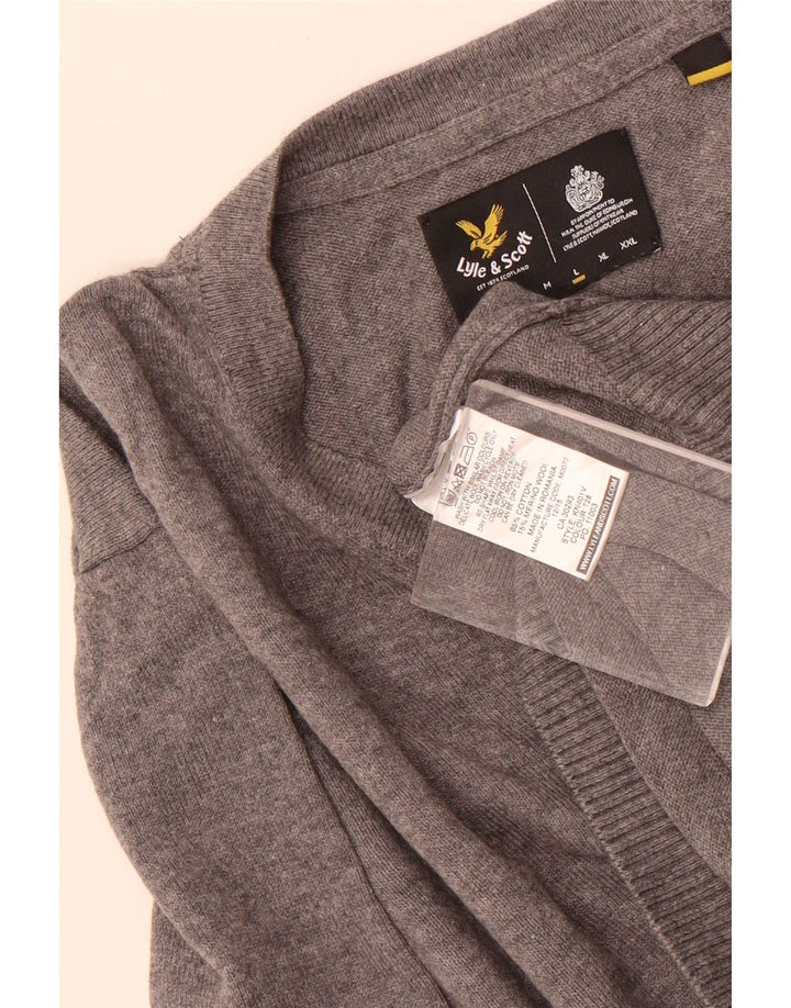 Lyle & Scott Herre V-hals sweater Stor grå bomuld