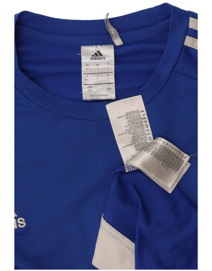 ADIDAS Herre Climalite T-Shirt Top Stor Blå Colourblock Polyester