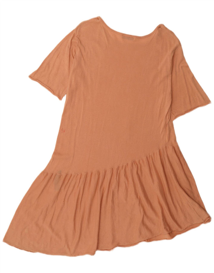 Zara Dame Asymmetrisk Kjole UK 14 Medium Orange