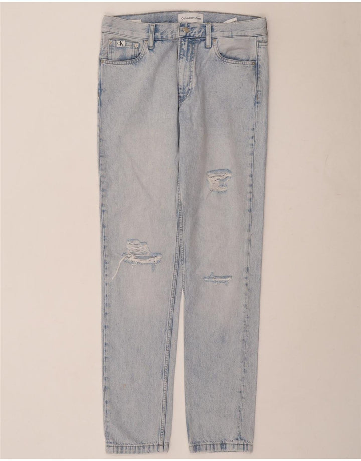 Calvin Klein Herre Distressed Slim Jeans W30 L33 Blå Bomuld