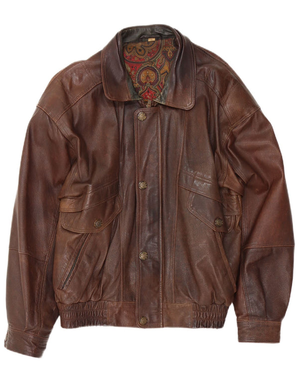 Canda Herre Bomber Læderjakke UK 42 XL Brun