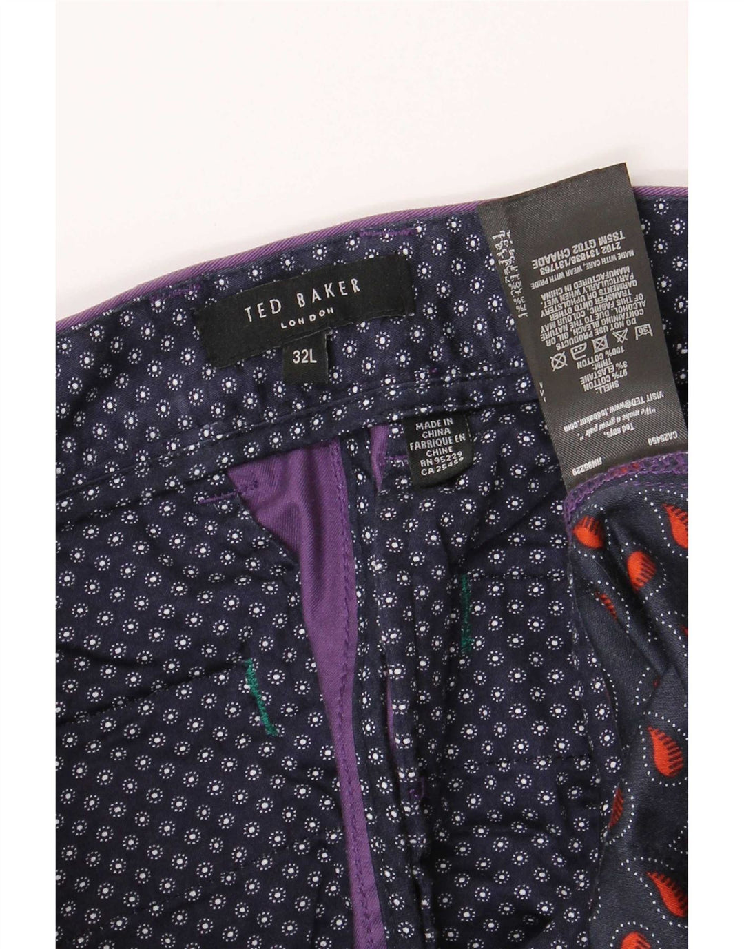 Ted Baker Herre Slim Chino Bukser W32 L33 Lilla Bomuld
