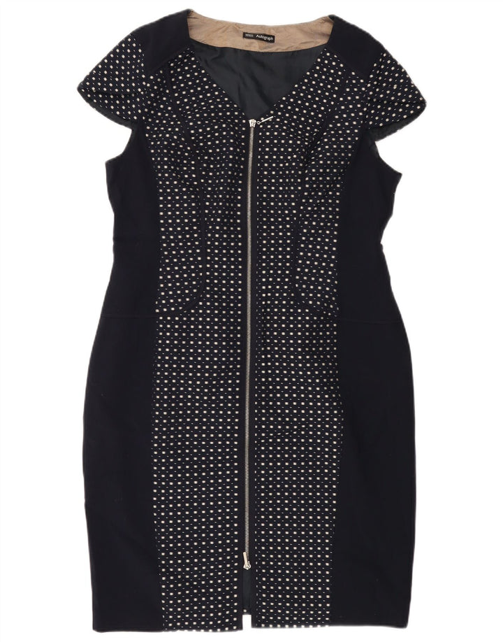 Marks & Spencer Womens Sheath Dress UK 16 Large Navy Blue Spotted