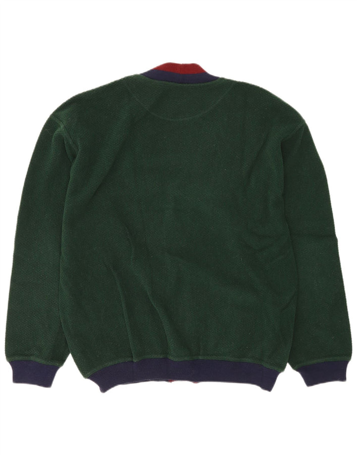 Vintage herre cardigan sweater 2XL Grøn Colourblock Uld