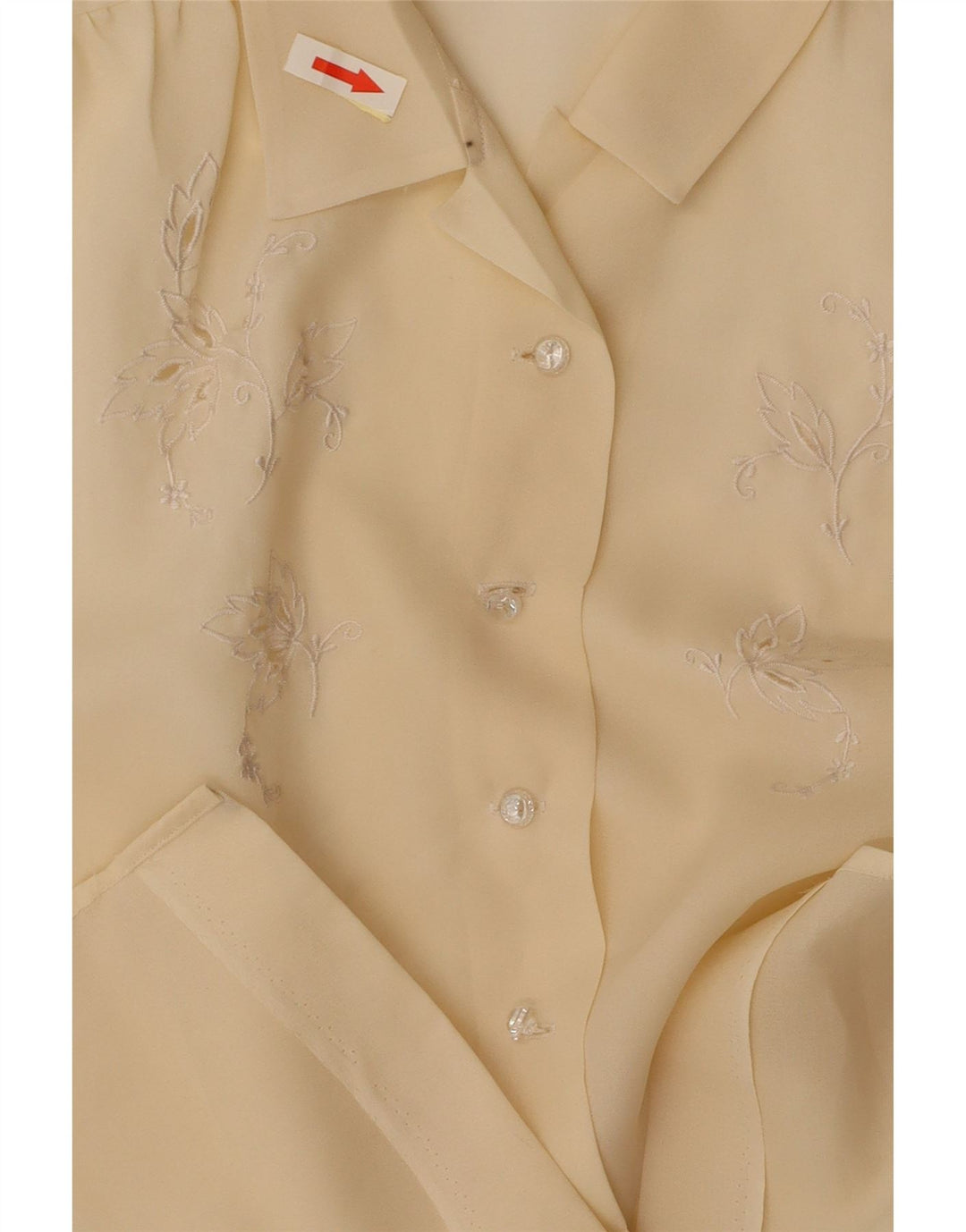 VINTAGE Kortærmet skjortebluse til kvinder UK 14 Medium Yellow Floral