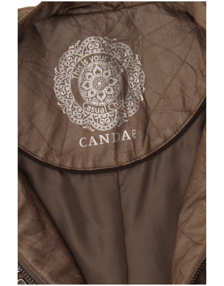 Canda Dame Crop Læderjakke UK 16 Stor Brun
