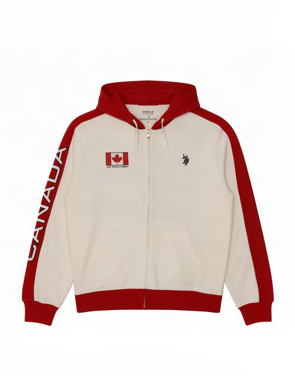 U.S. Polo Assn. Herre grafisk hættetrøje med lynlås Medium White Colourblock