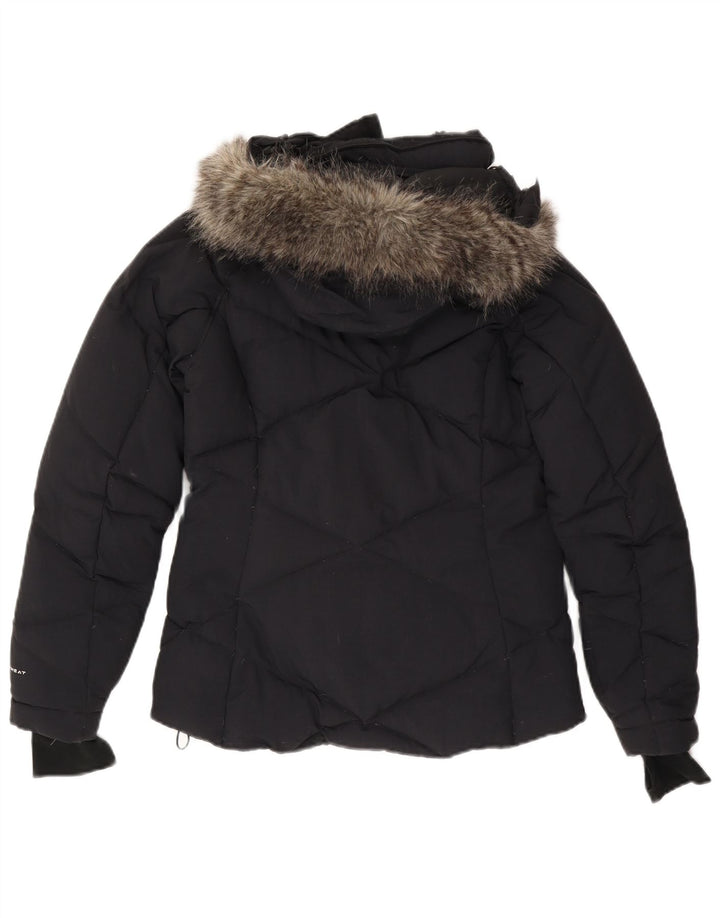 COLUMBIA Dame Omni-Heat polstret jakke med hætte UK 10 lille marineblå nylon