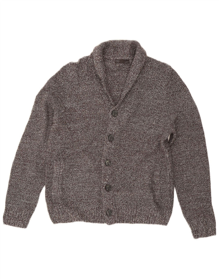 Marks & Spencer Herre Cardigan Sweater Stor Grå Flecked Acryl