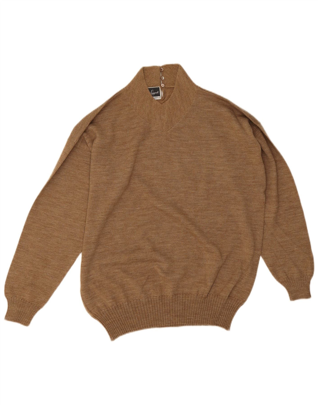 Luisa Spagnoli Dame Turtle Neck Jumper Sweater UK 16 Stor Beige Uld