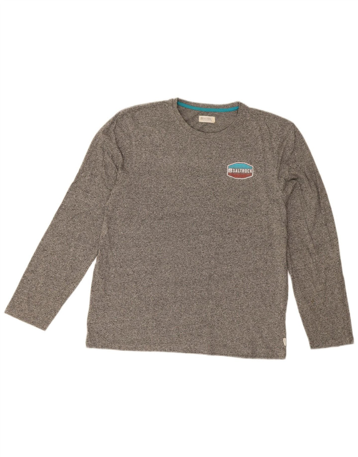 Saltrock Herre grafisk T-shirt Langærmet Medium Grey Flecked Bomuld