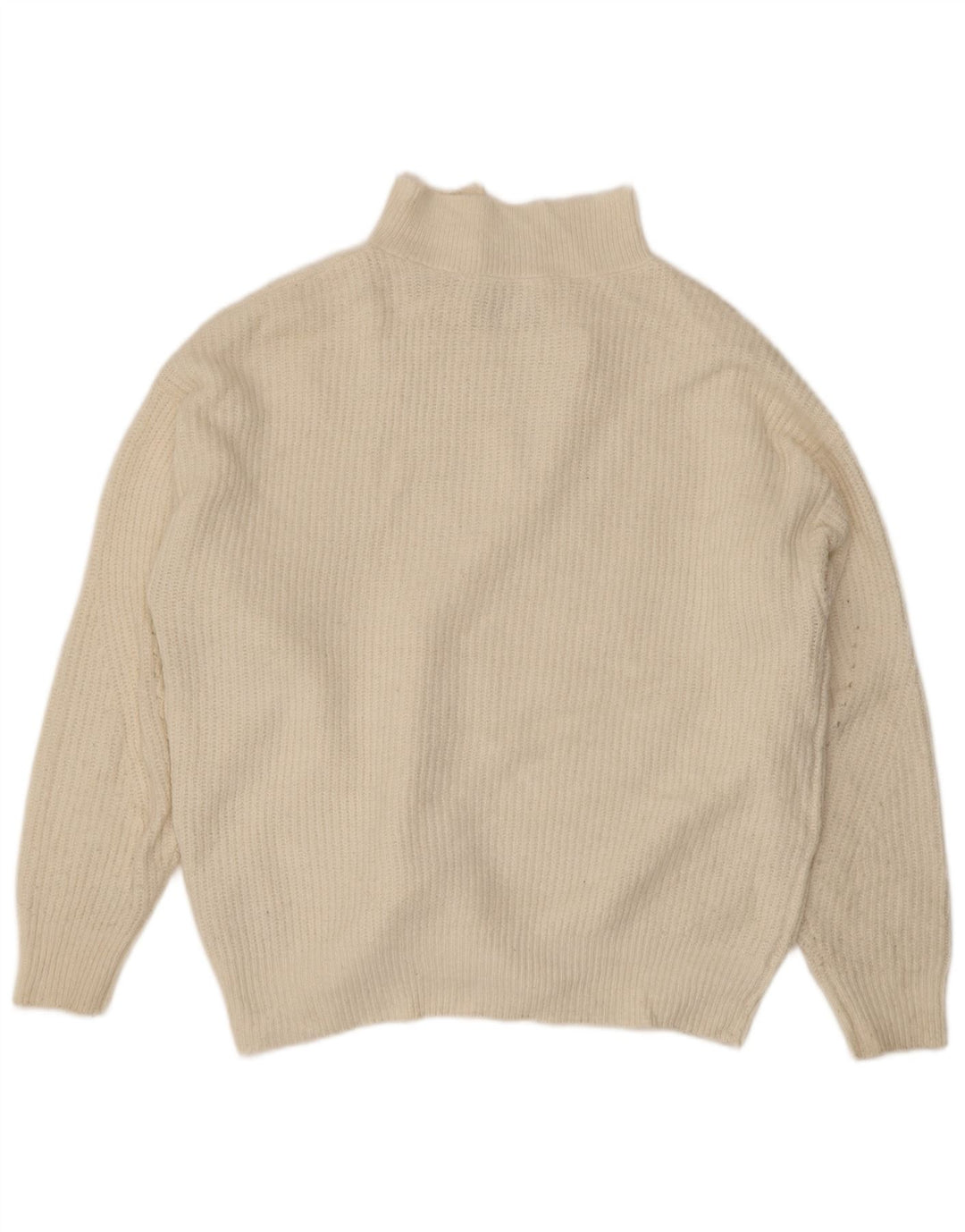 Jack Wills Dame Zip Neck Jumper Sweater UK 14 Large Off White Akryl