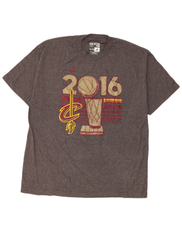 Adidas Herre Cleveland Cavaliers Grafisk T-Shirt Top XL Grå Bomuld