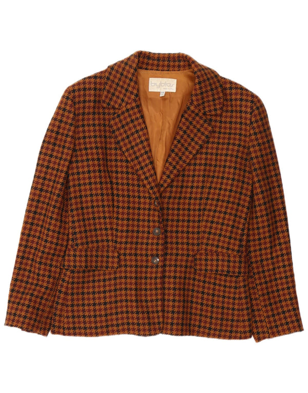Byblos Dame 3-knaps blazerjakke IT 44 Medium Brown Houndstooth Uld