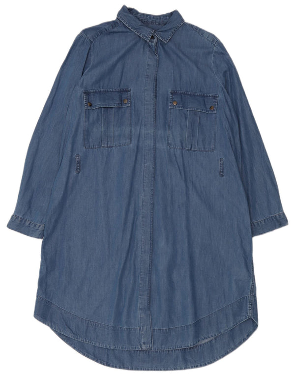 Marks & Spencer Dame Denim Shirt Dress UK 16 Large Blue Cotton