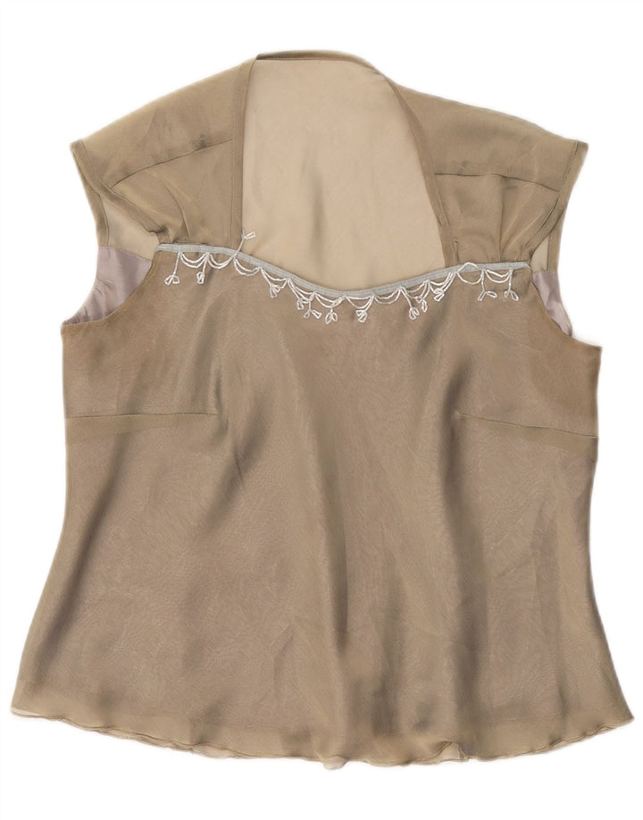JOHN BENTLEY Dame ærmeløs bluse Top UK 16 Stor grøn polyester