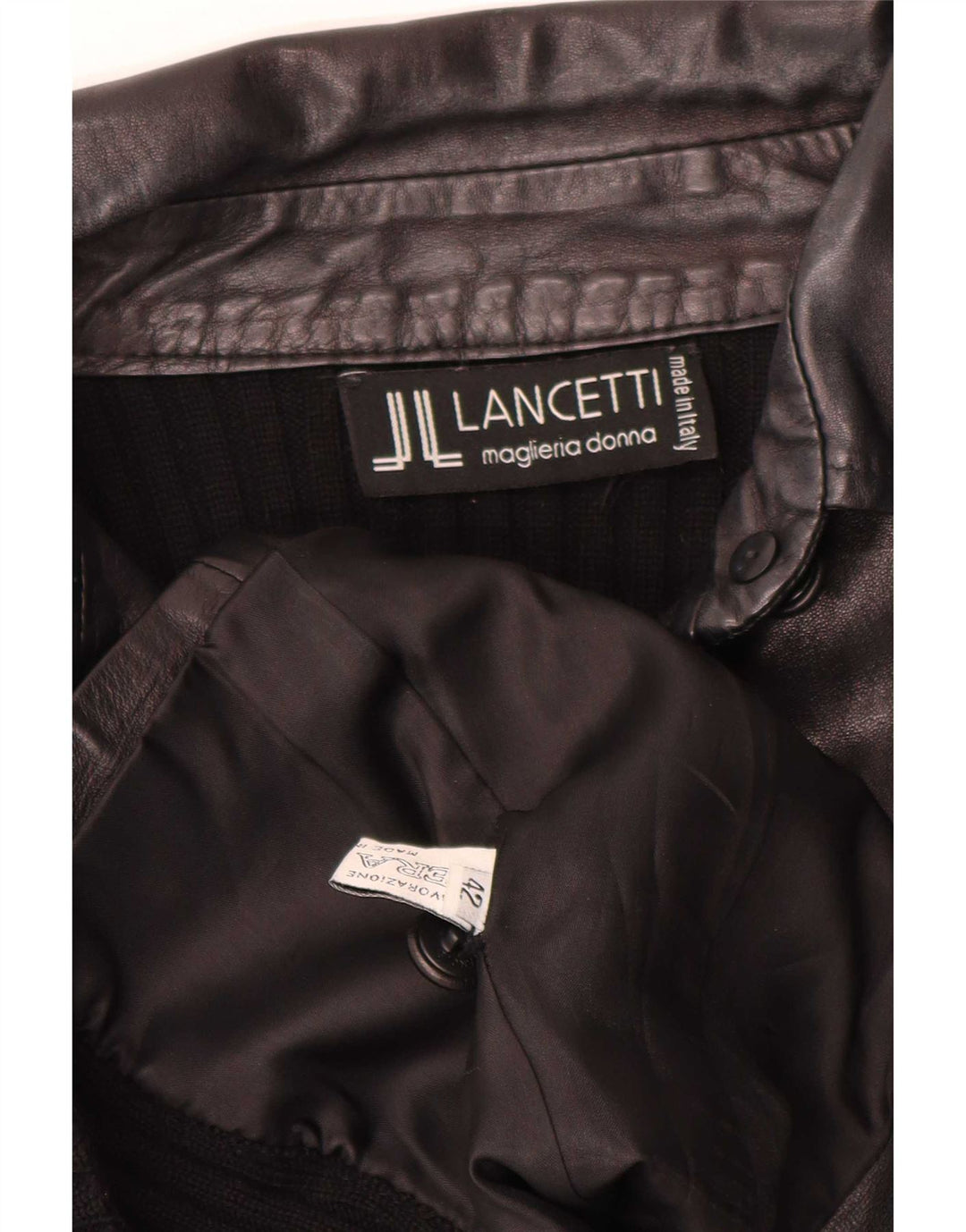 Lancetti Dame Læderjakke IT 42 Medium Sort Læder