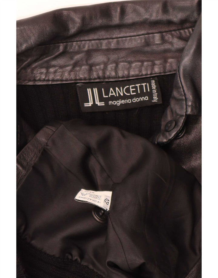 Lancetti Dame Læderjakke IT 42 Medium Sort Læder