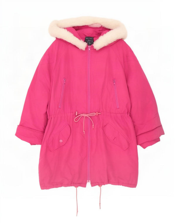 Vintage hættejakke til kvinder oversize parka jakke UK 16 Large Pink Polyester