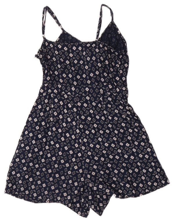 Superdry Dame Ærmeløs Playsuit UK 4 XS Navy Blue Geometric Viscose