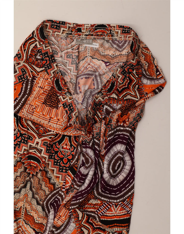 JANINA Womens Capri Trousers EU 48 2XL W38 L19 Orange Patchwork Viscose Vintage JANINA and Second-Hand JANINA from Messina Hembry 