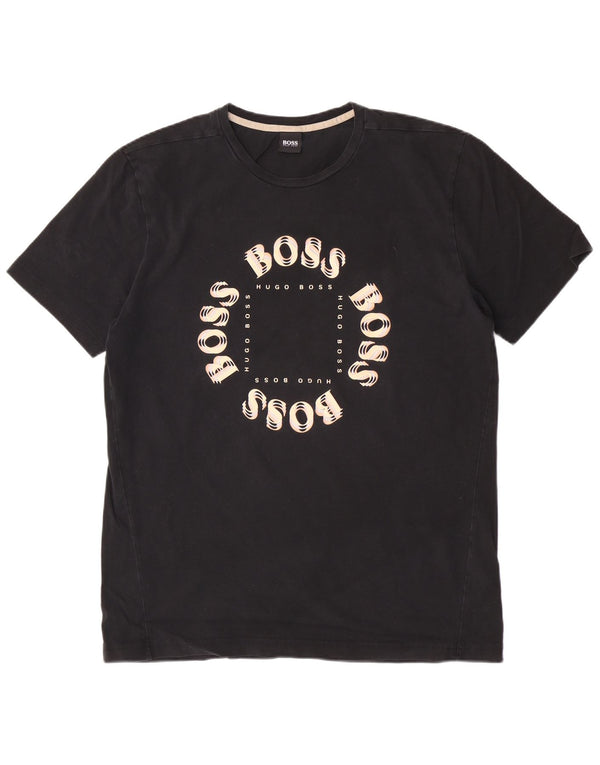 Hugo Boss Herre Grafisk T-Shirt Top XL Sort Bomuld