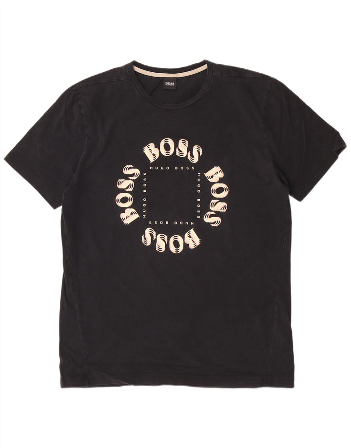 Hugo Boss Herre Grafisk T-Shirt Top XL Sort Bomuld