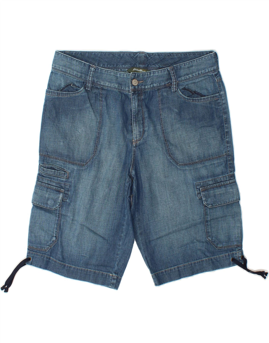 EDDIE BAUER Womens Denim Cargo Shorts US 10 Large W34 Blue Cotton Vintage Eddie Bauer and Second-Hand Eddie Bauer from Messina Hembry 
