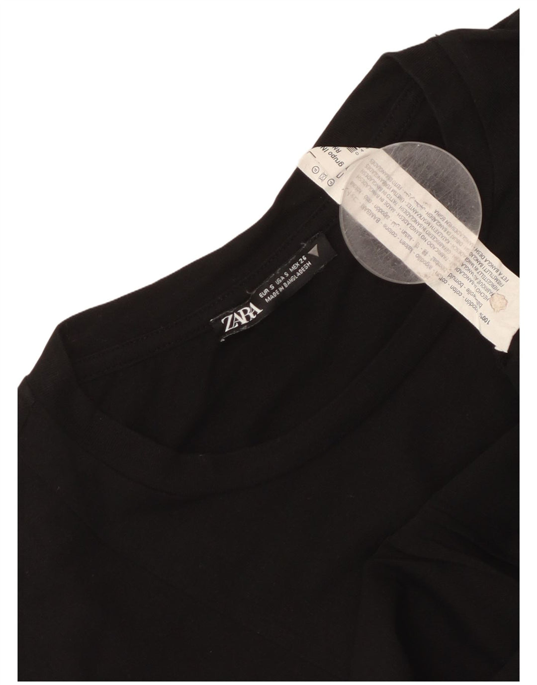 Zara Dame Bluse Top UK 10 Small Black Bomuld