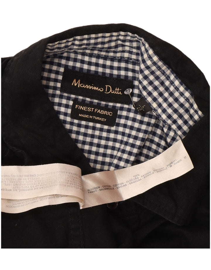 MASSIMO DUTTI Herreskjorte EU 40 Medium Sort Colourblock Bomuld