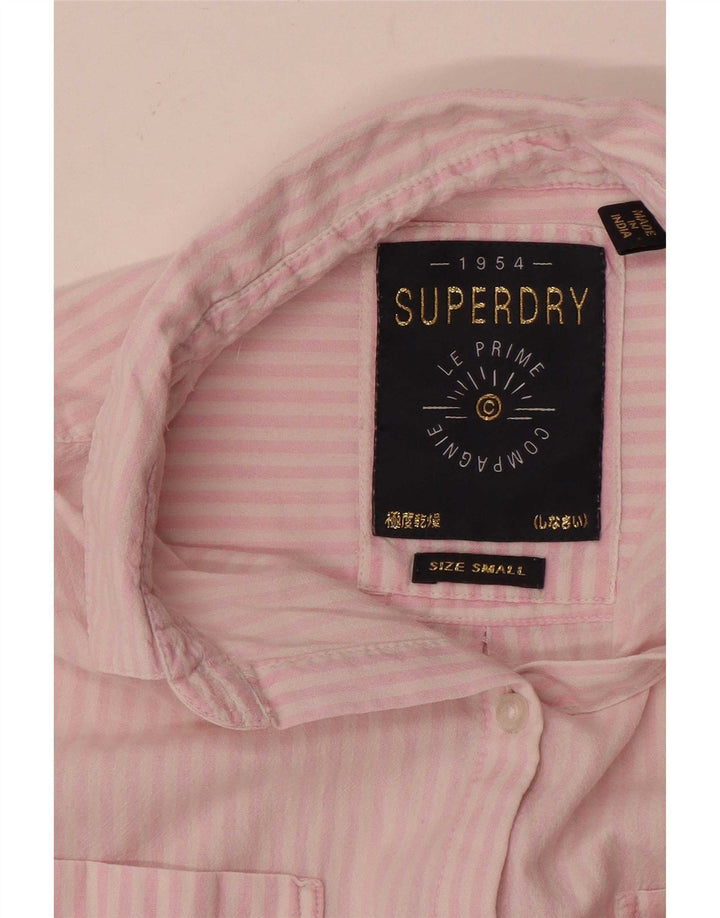 Superdry Womens Oversized Shirt UK 10 Small Pink Pinstripe