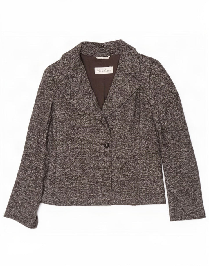 Max Mara Dame 1 Knap Blazer Jacket UK 12 Medium Grey Sildebensuld