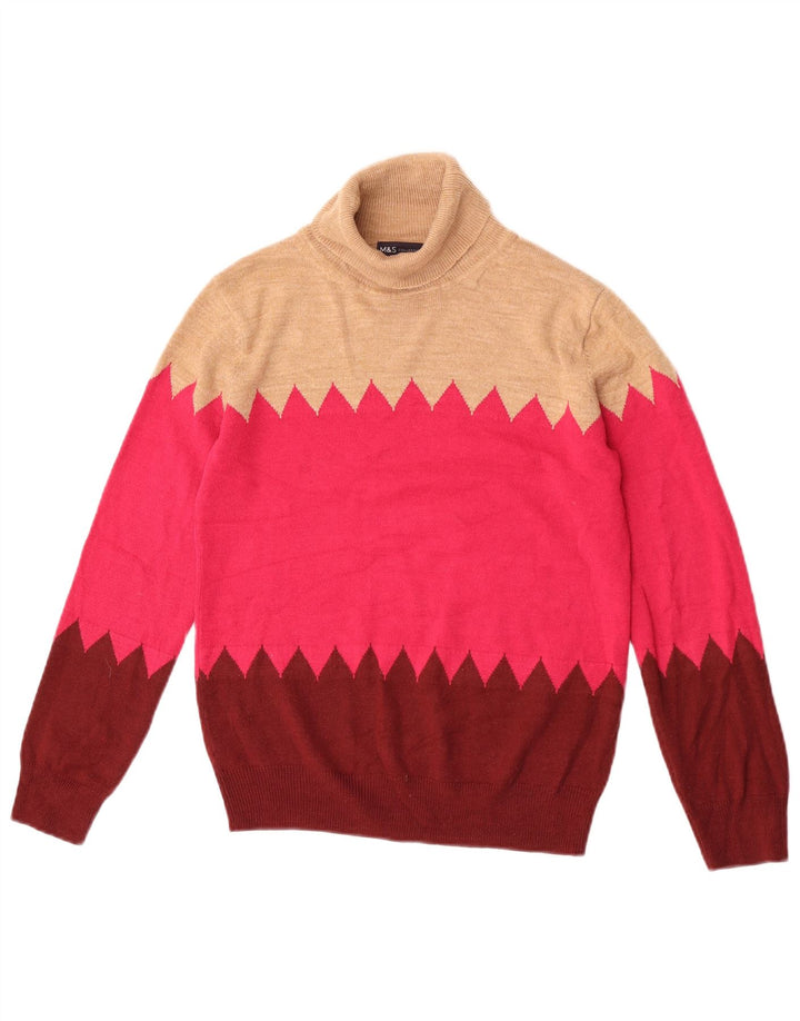 Marks & Spencer Dame Roll Neck Jumper Sweater UK 8 Small Multicolored