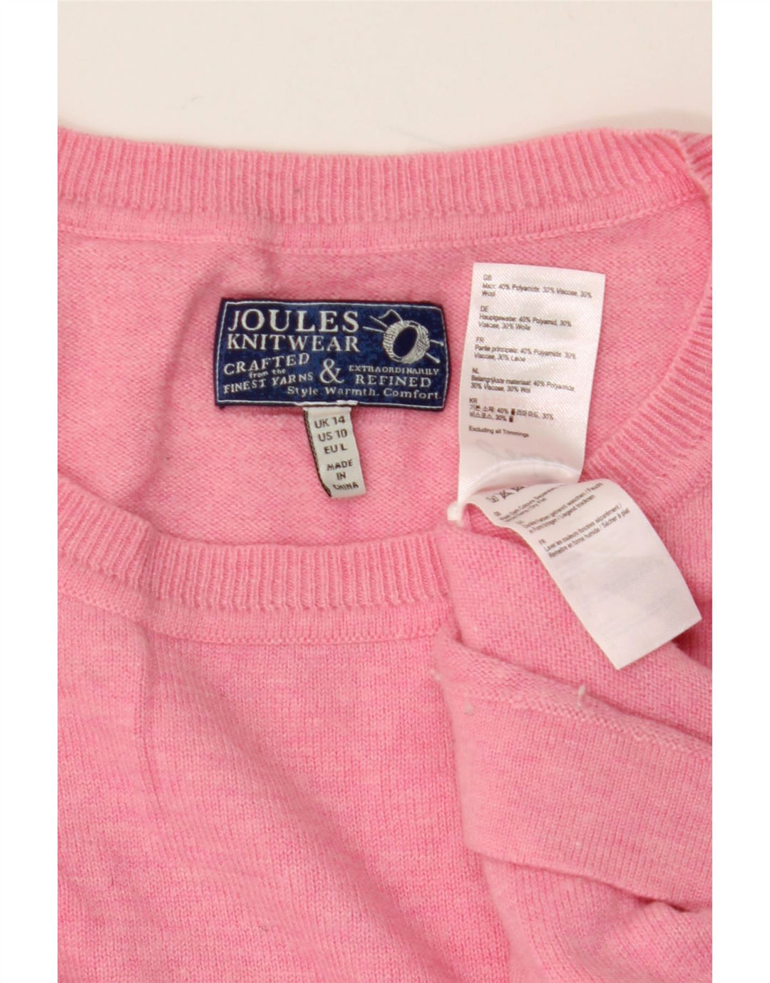 Joules Dame Oversized Crew Neck Jumper Sweater UK 14 Large Pink Polyamid