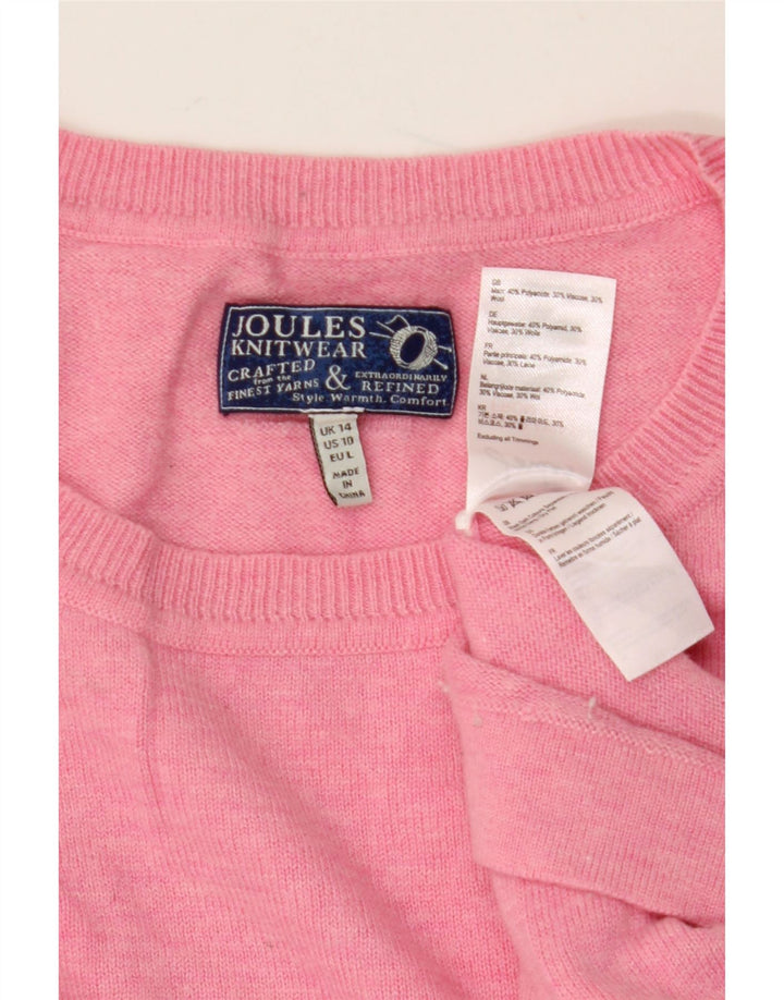 Joules Dame Oversized Crew Neck Jumper Sweater UK 14 Large Pink Polyamid