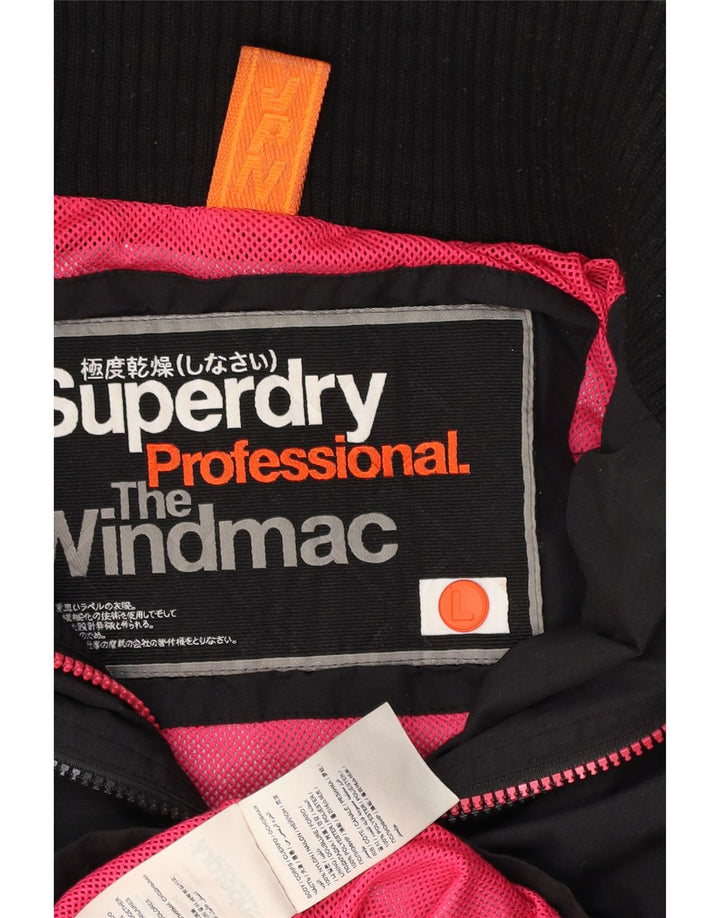 Superdry Womens The Windmac Regnjakke med hætte UK 16 Stor sort nylon