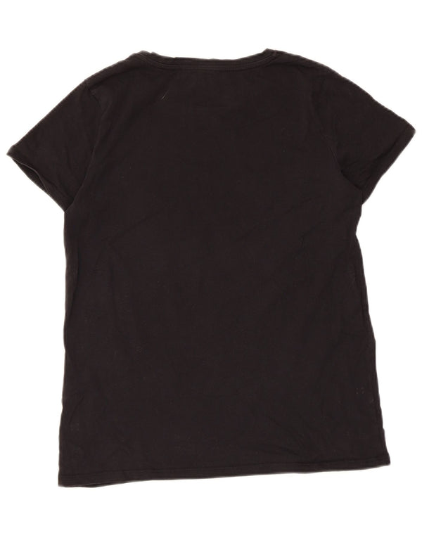 French Connection Dame T-Shirt Top UK 10 Small Black Cotton