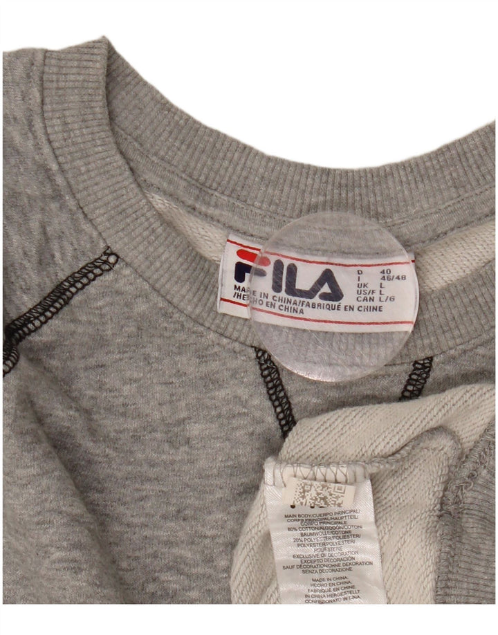 FILA Sweatshirt-trøje til kvinder UK 16 Stor, grå flækket bomuld