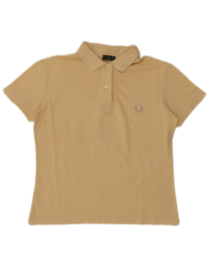 Fred Perry Dame Polo Shirt UK 14 Medium Beige Bomuld