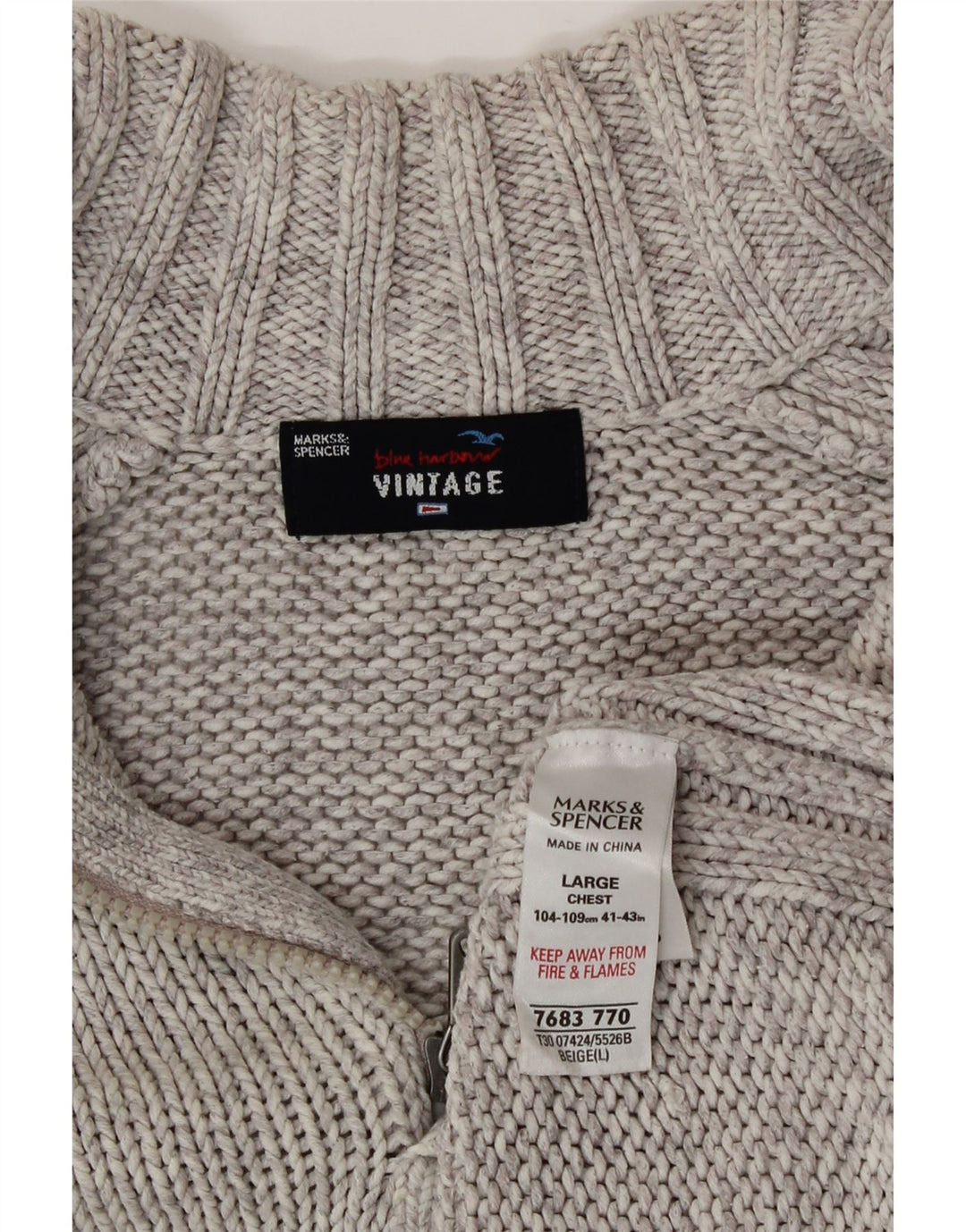 Marks & Spencer Herre sweater med lynlåshals, stor grå bomuld